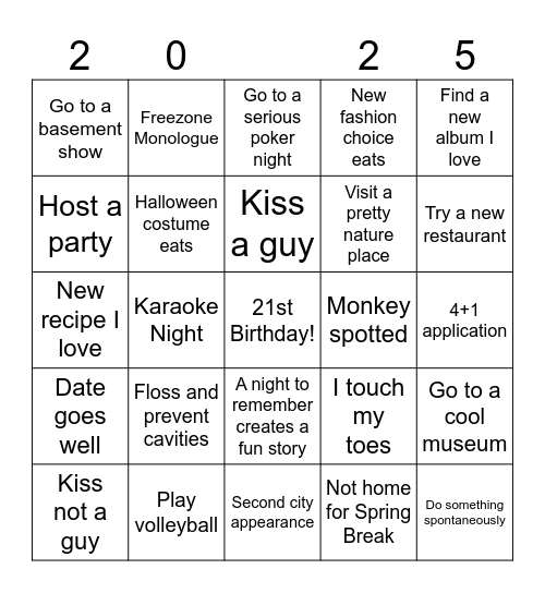 2025 BINGO (Personal) Bingo Card