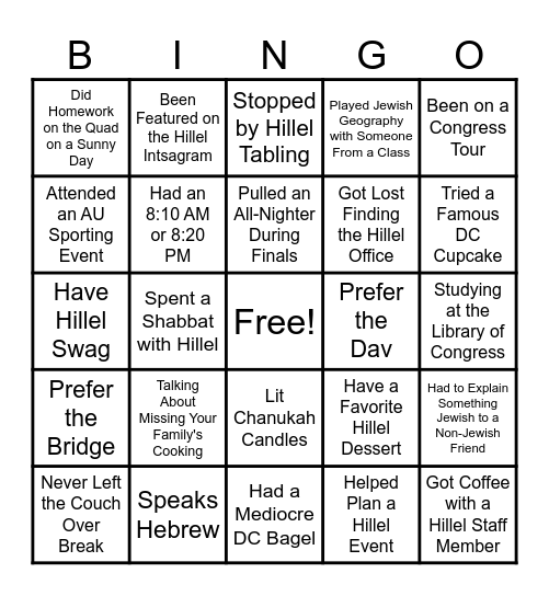 Pizza & Purpose Bingo Card