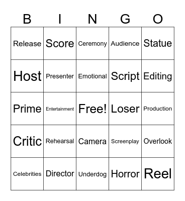 Golden Globes BINGO Card