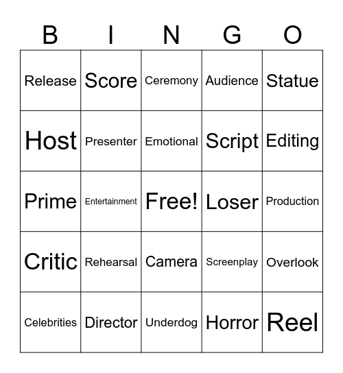 Golden Globes BINGO Card