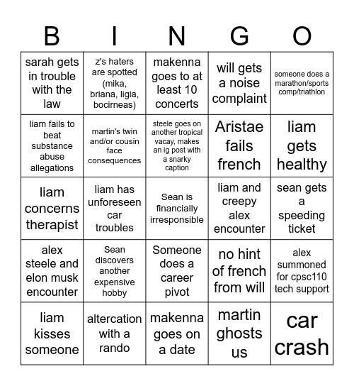 2025 INKLINGS Bingo Card