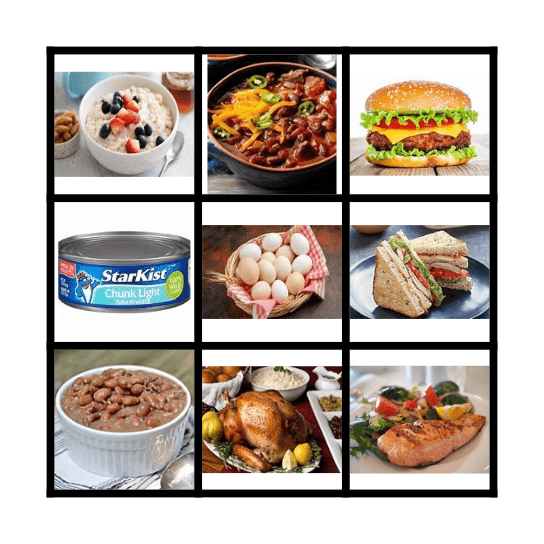 FOOD BINGO Card