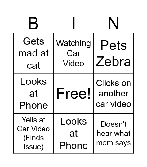 Dad Bingo Card