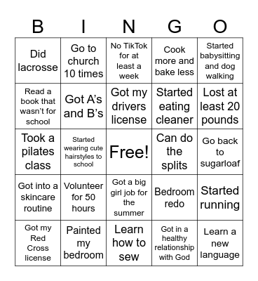 2025 goals Bingo Card