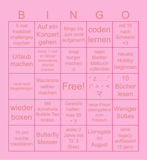 Vorsatz-Bingo !! Bingo Card