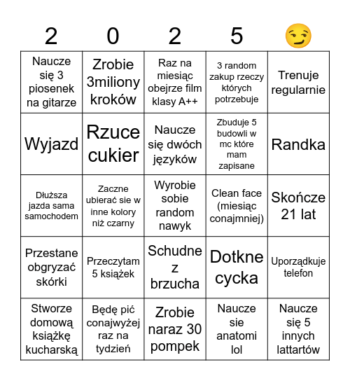 2025 Bingo Card
