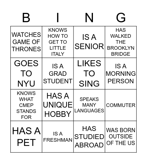 CMEP BINGO Card