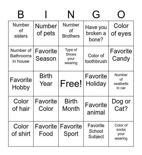 Untitled Bingo Card