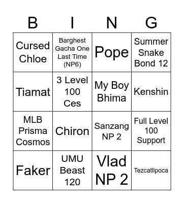 MCMaffyx 2025 Bingo Card