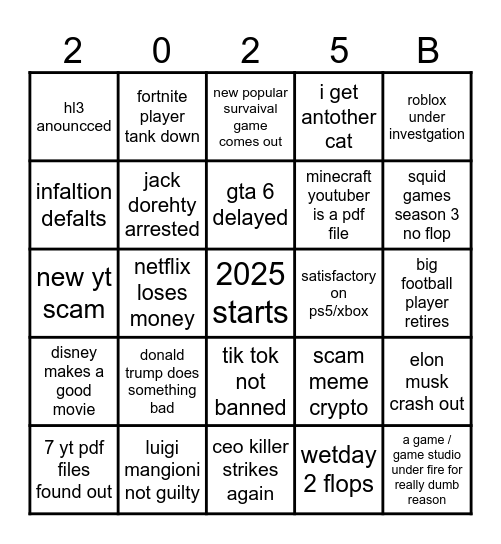 2025 Bingo Card