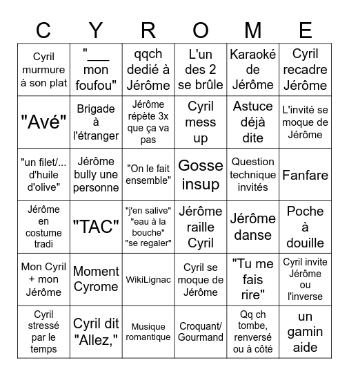 Bingo Tous en Cuisine Bingo Card