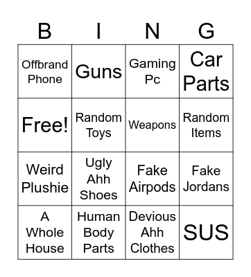 Temu Bingo Card