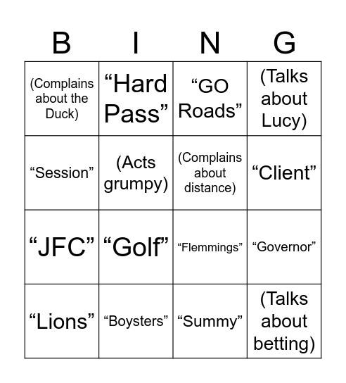 Dinner with Andi Bingo Card