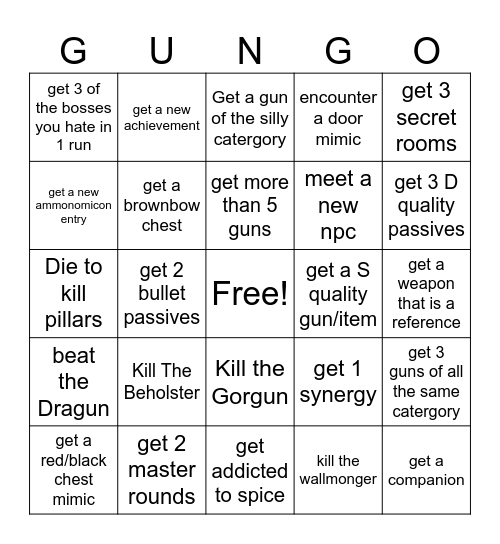 EtG Bingo Card