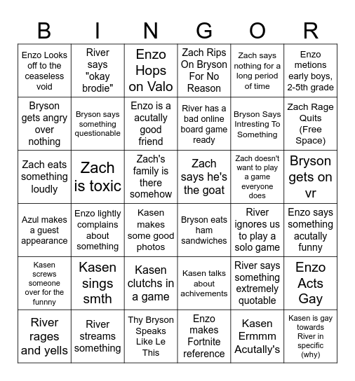 Bingor 2025 Bingo Card