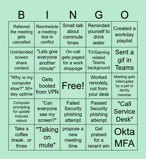 IT Bingo Card