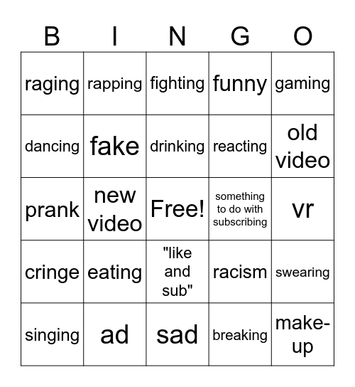 yt bingo Card