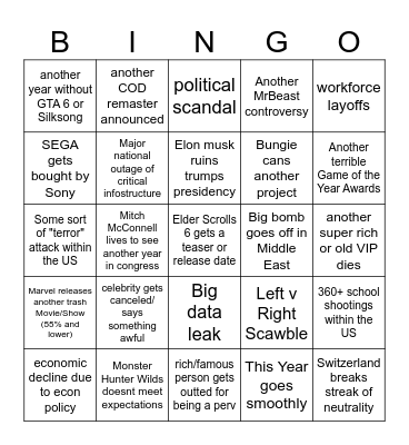2025 Bingo Card