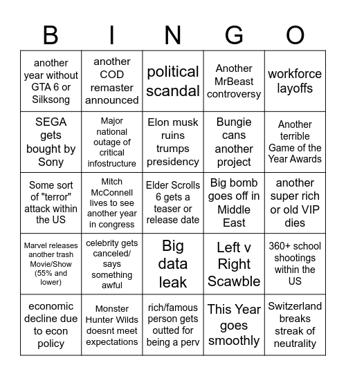 2025 Bingo Card