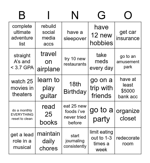2025 Bingo Card