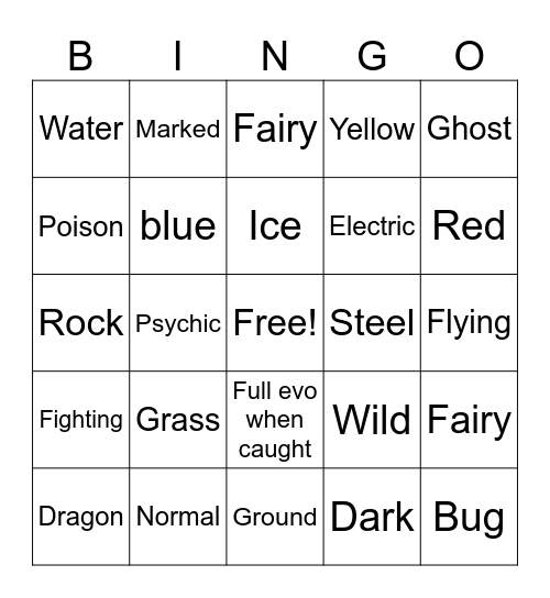 Shiny board-G Bingo Card