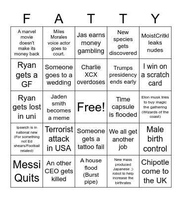 2025 Bingo Card