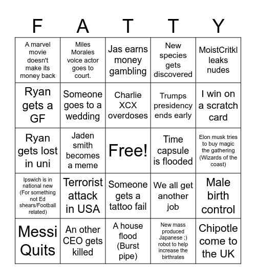 2025 Bingo Card