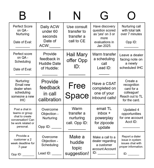 January Contest 2025 Bingo Card