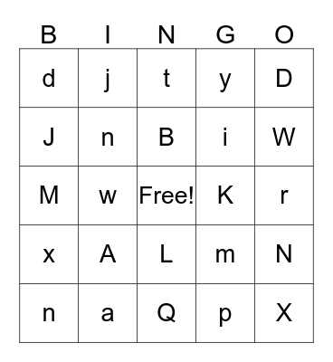 Alphabet Bingo Card