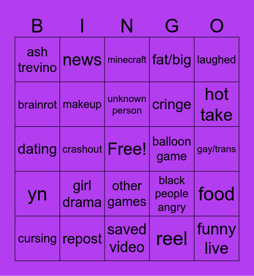 Mar mar tiktok Bingo Card