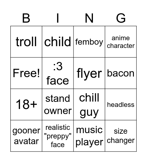 Mic Up Bing Bingo Card