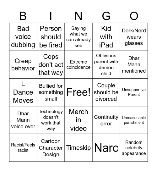Dhar Mann Bingo V6.5 Bingo Card