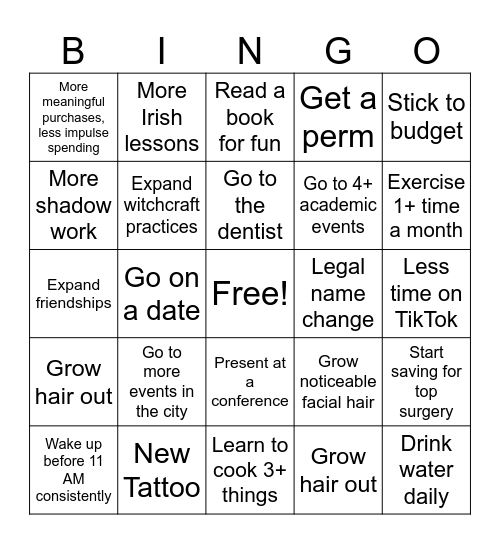 2025 Bingo Card