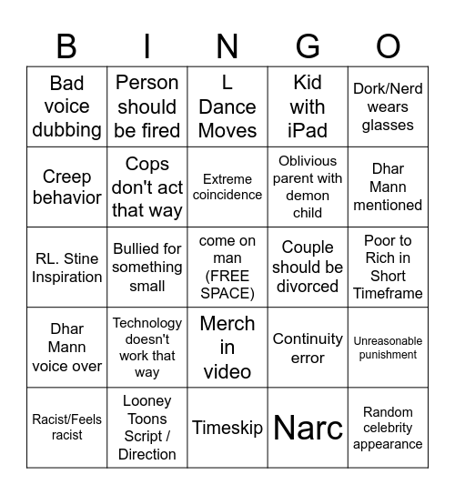 Dhar Mann Bingo v6.6 Bingo Card
