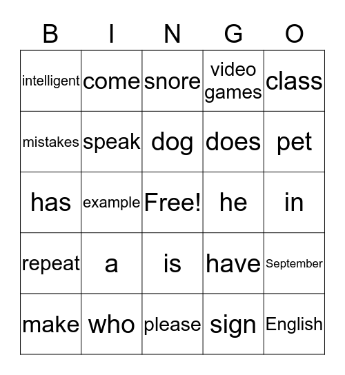 ESL Walnut Creek Class Bingo Card