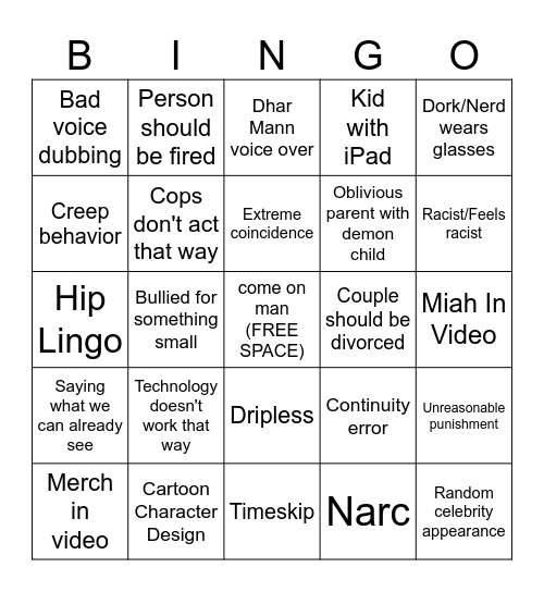 Dhar Mann Bingo V6.8 Bingo Card