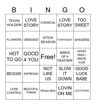 NEW POP Bingo Card