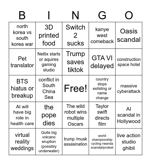 2025 Bingo - Quacko Bingo Card