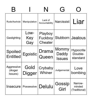 Love is Blind YA HABIBI Bingo Card