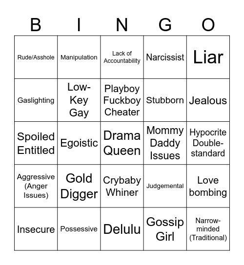 Love is Blind YA HABIBI Bingo Card