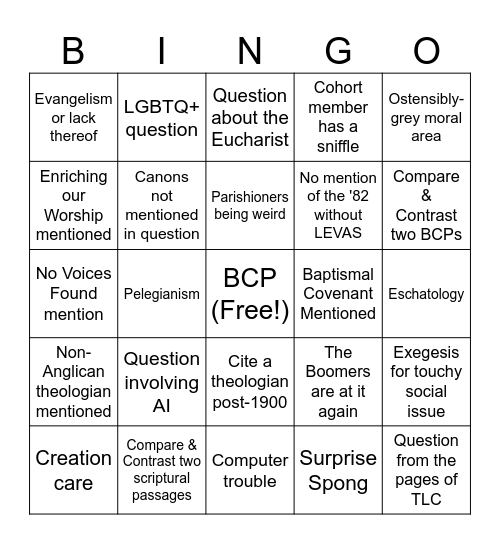 GOE BINGO Card