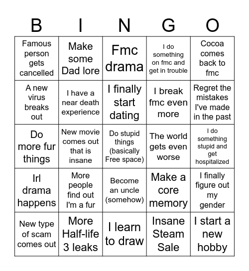 My 2025 Bingo Card