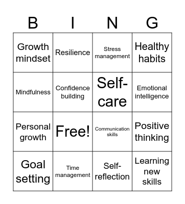 Self development Bingo Card