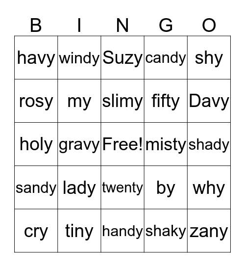 -y  cry,  baby Bingo Card