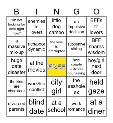 ROMCOM BINGO Card
