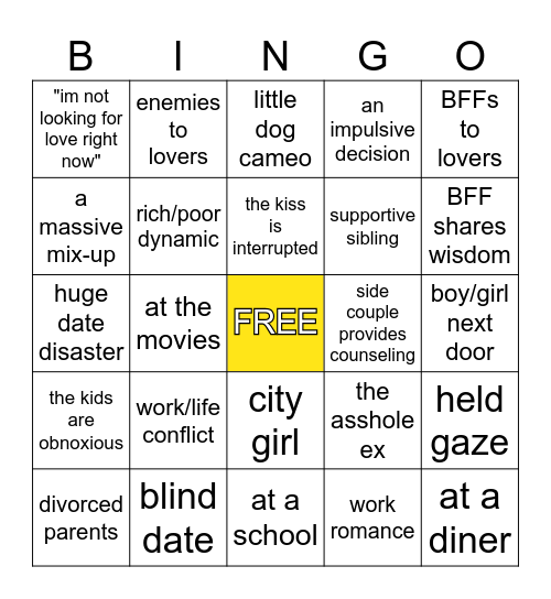 ROMCOM BINGO Card