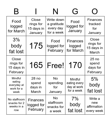 Abby's Jan-Mar Bingo Card
