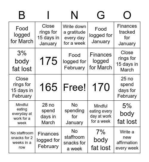 Abby's Jan-Mar Bingo Card