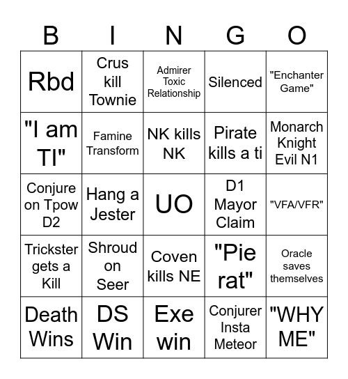 ToS 2 Bingo Card