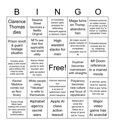 2025 Bingo Card